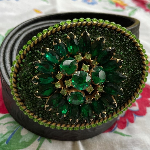 Handmade Embellished Belt Buckle ~ “Emerald City” - Picture 6 of 8